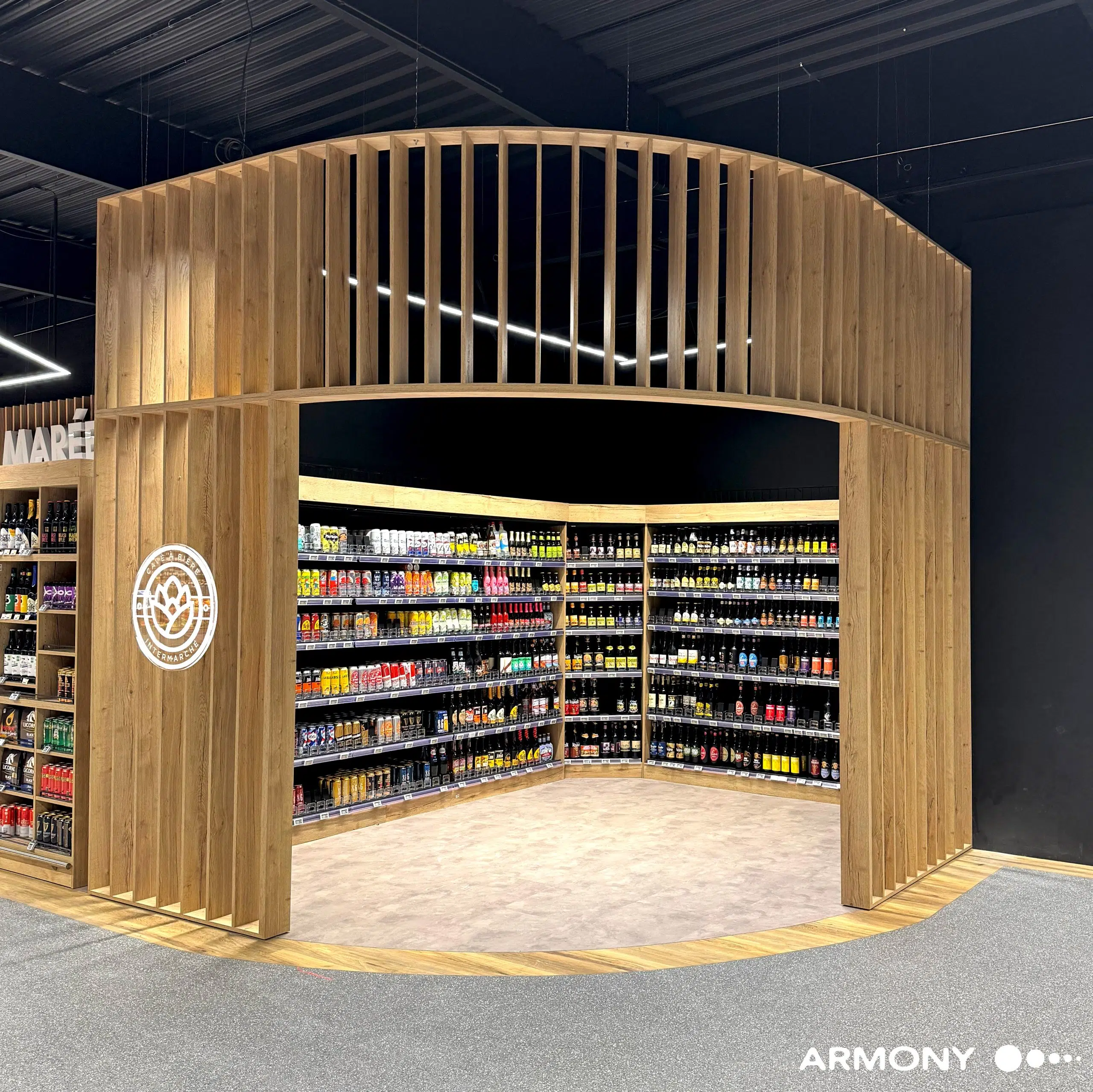 claustra-bois-magasin-intermarché-genlis concept magasin snacking